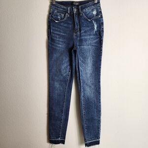 Judy Blue Womens Reese Control Top Released Hem Dark Wash Jeans-Size 26